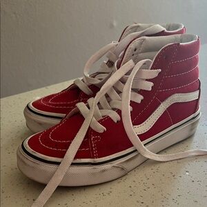 Vans Kids Red and White High-Top Sneakers